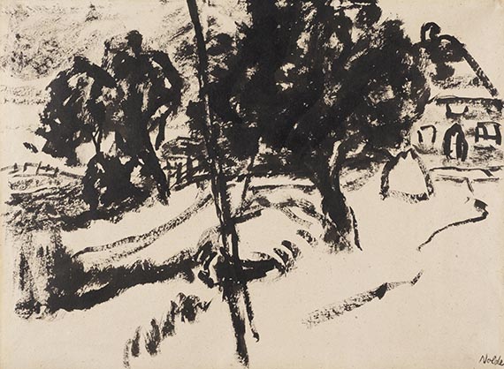 Nolde, Emil - Brush and India ink drawing
