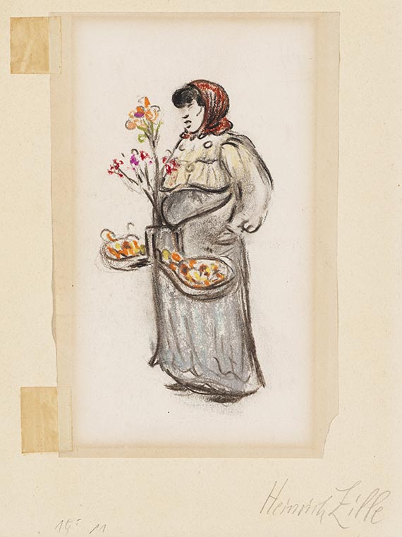 Zille, Heinrich - Colored crayon drawing